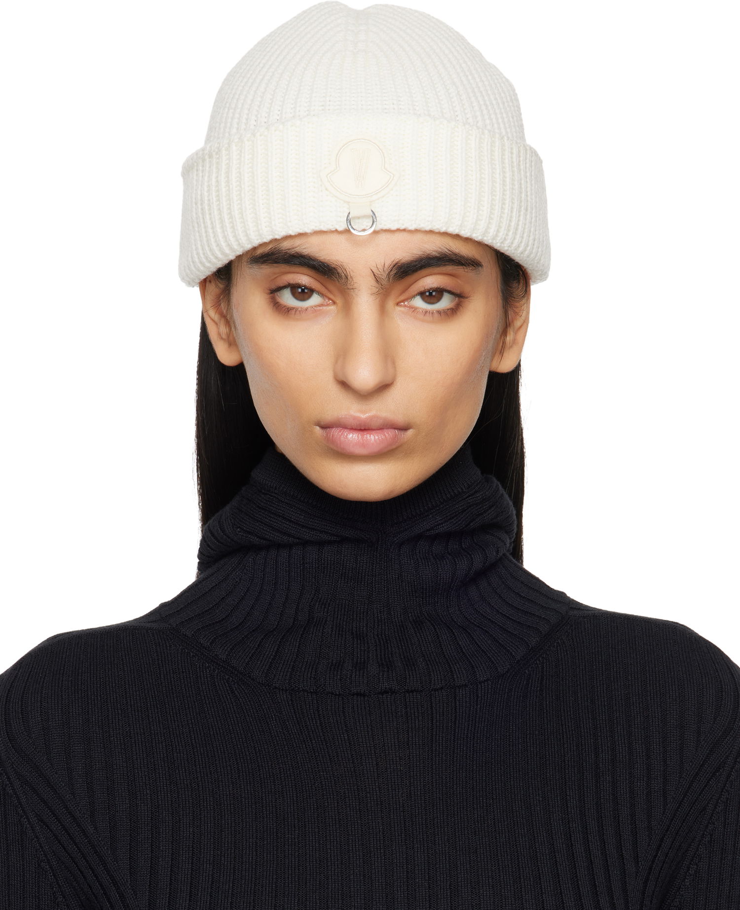 Шапка Moncler Willow Smith x Wool Beanie With Logo Patch Бяло | J209T 3B00004 - M1131, 0
