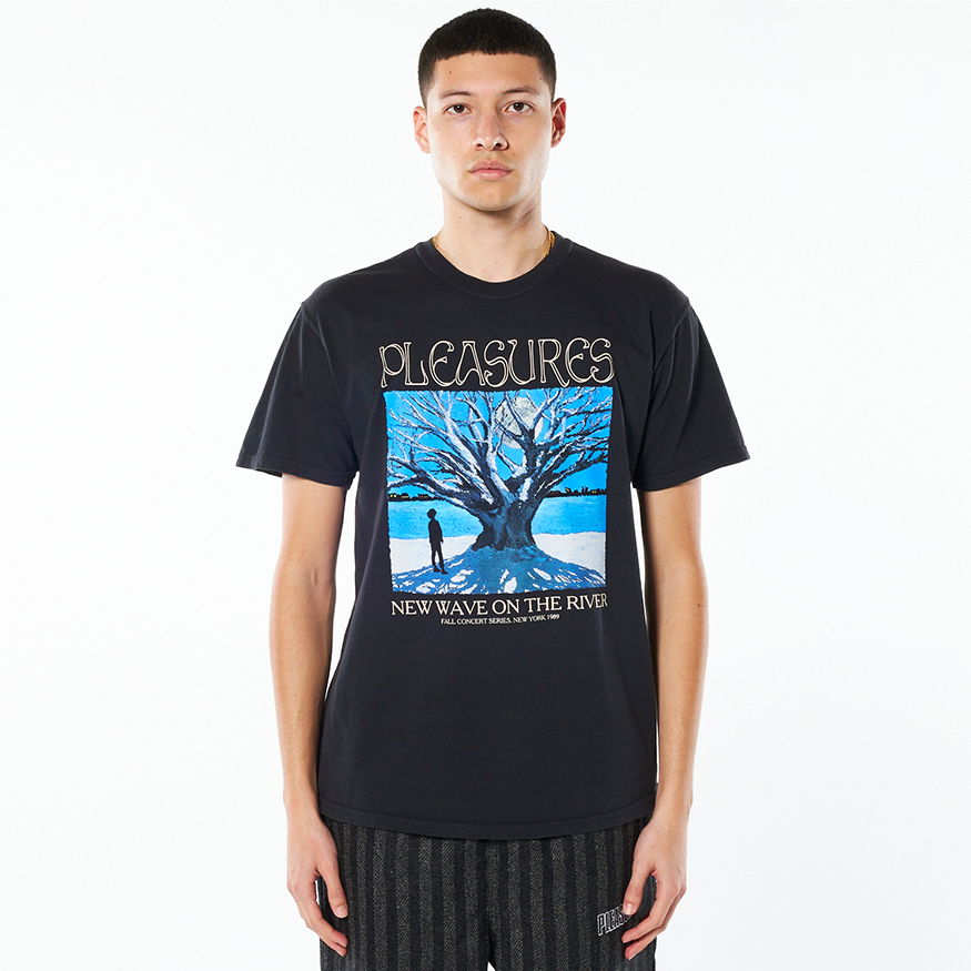 Тениска Pleasures River Pigment Dye Tee Черно | P22SP050-BLACK, 0