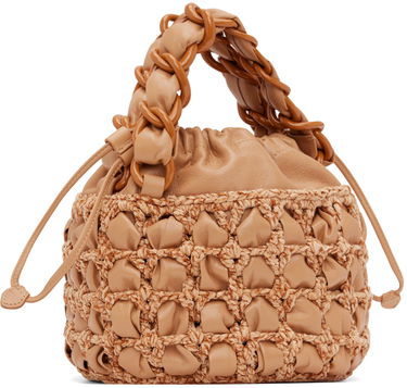 Дамска чанта BY FAR BY FAR Cass Crochet and Leather Shoulder Bag Кафяво | 23CRCSACTNCHLLSMA, 2