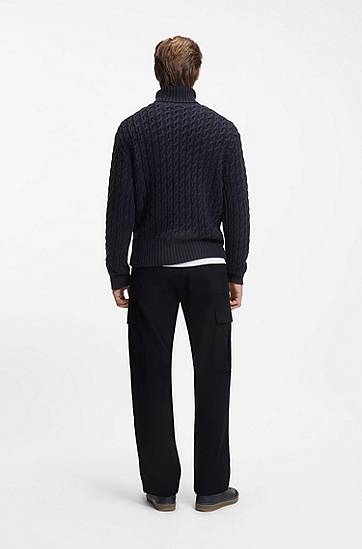 Карго панталони BOSS BECKHAM x BOSS cargo trousers micro-patterned cotton Черно | 50557462, 1