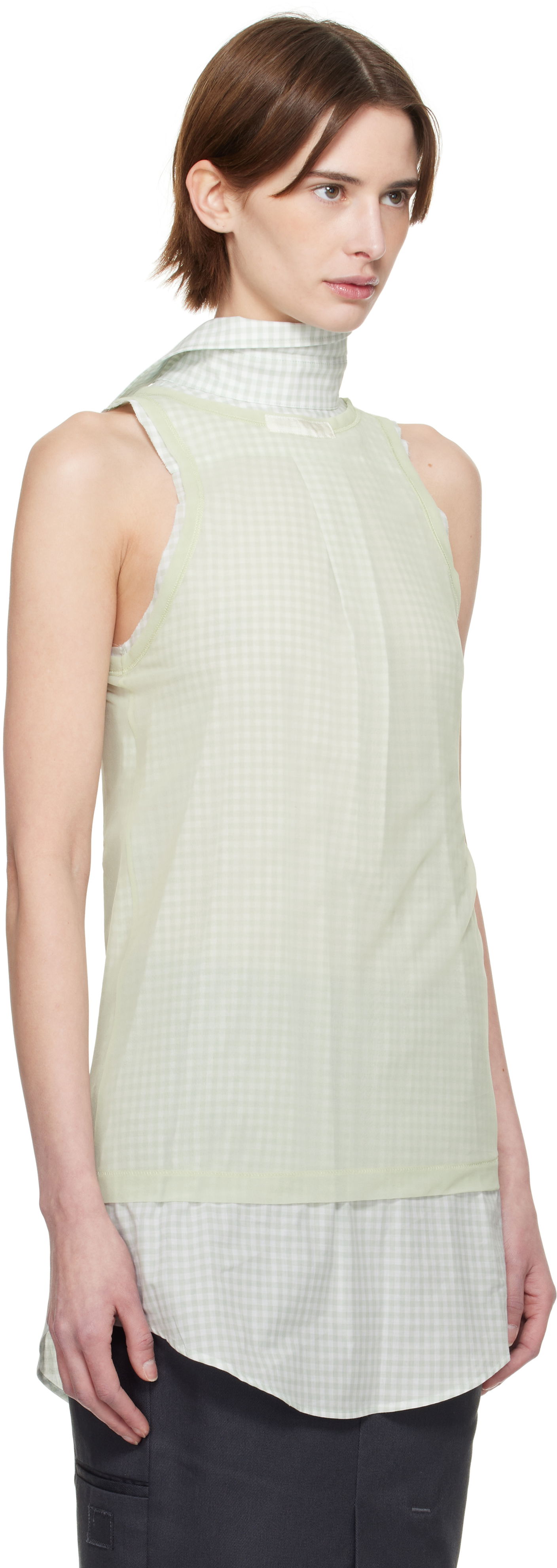 Потник Maison Margiela Maison Margiela Back To Front Check Sleeveless Top Зелено | S51NL0046 MTJ024, 1
