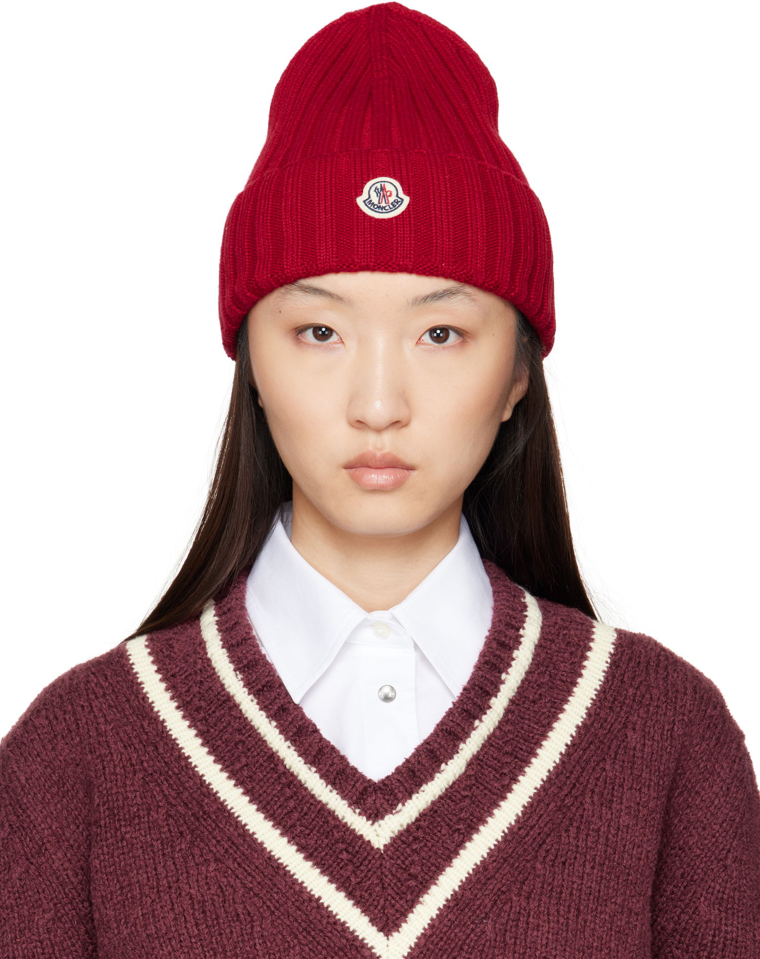 Шапка Moncler Moncler Wool Ribbed Beanie Червено | K20933B00036A9327, 0