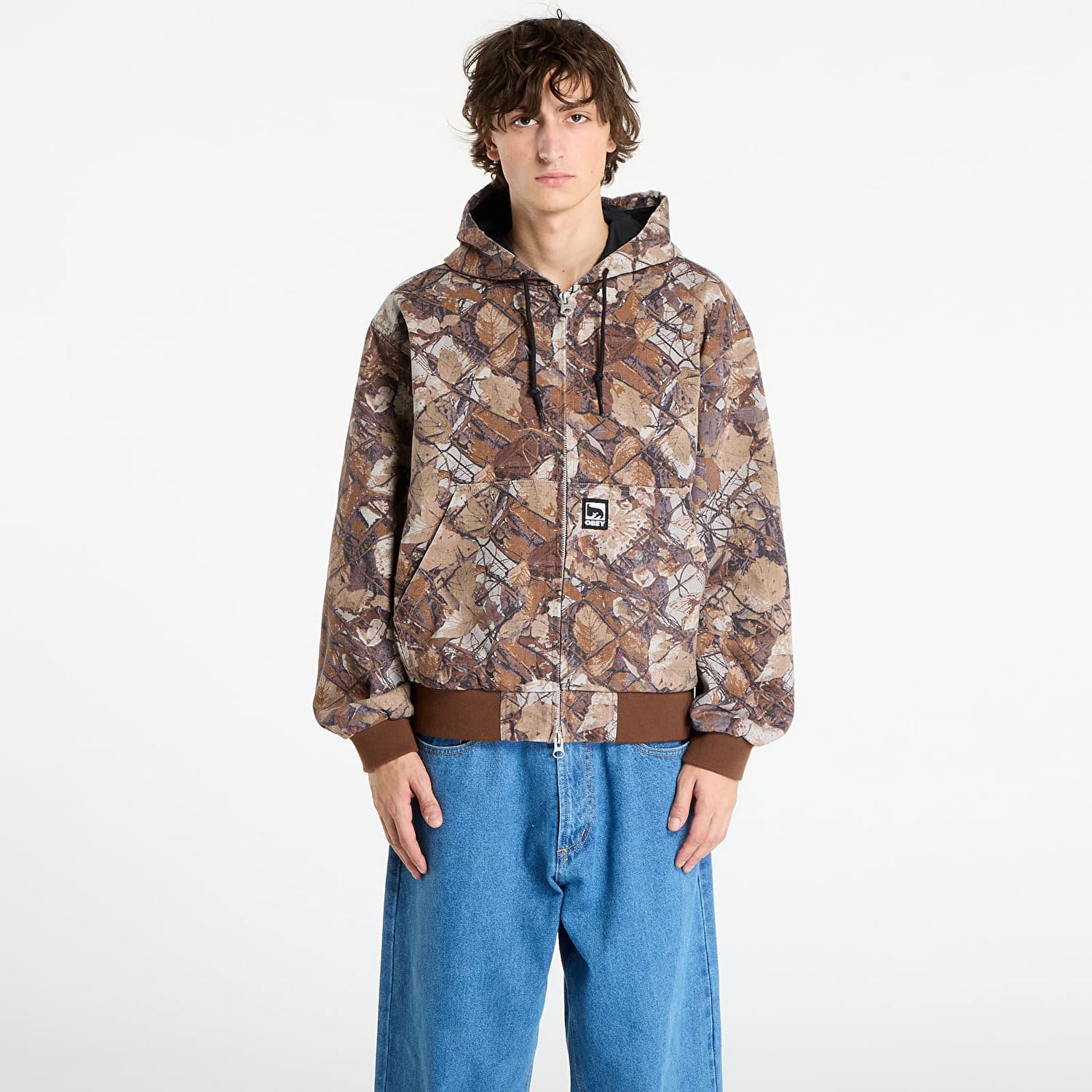 Яке OBEY OBEY Glen Zip Up Hooded Jacket Кафяво | 121800593-FNC, 0