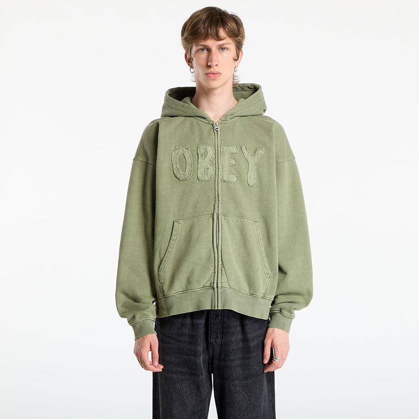 Суитчър OBEY OBEY Hybrid Faded Zip Hoodie Зелено | 112460032-DLN