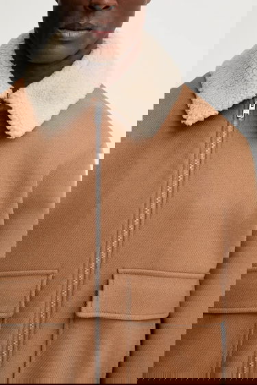 Яке бомбър MAISON KITSUNÉ Shearling Collar Jacket Кафяво | PM02140WM2030, 3