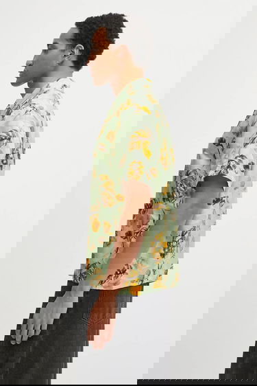 Риза BAPE Relaxed Silk Blend Vacation Pattern Open Collar Shirt Зелено | 1L30132308, 1