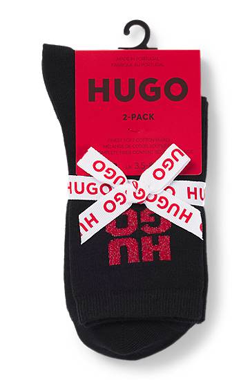 Чорапи BOSS Two-pack of short-length socks with sparkly logos Черно | 50524283, 1
