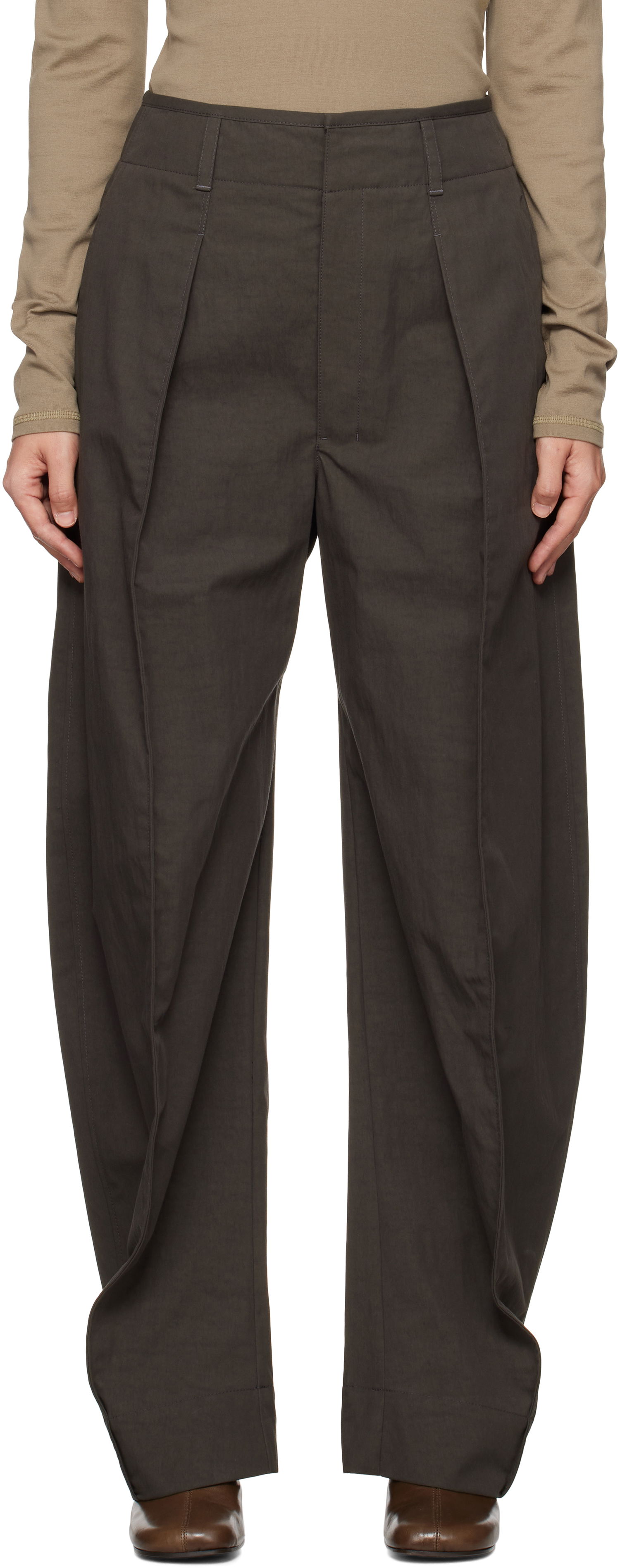 Панталони LEMAIRE Curved Volume Trousers Зелено | PA1165 LF1228, 0