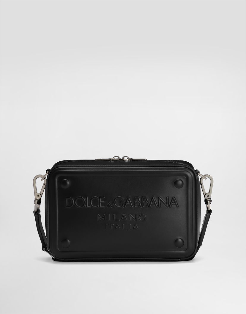 Чанта през рамо Dolce & Gabbana Calfskin Crossbody Bag With Raised Logo Черно | BM7329AG21880999
