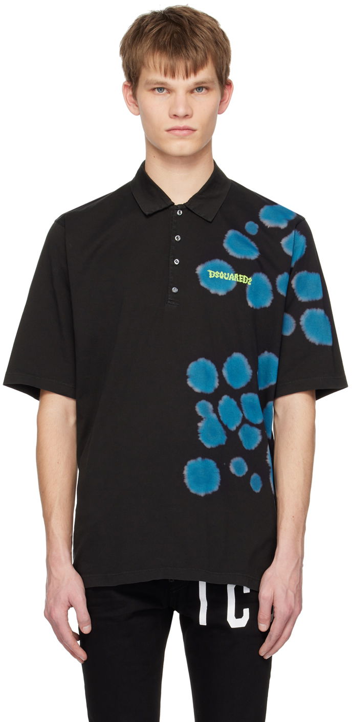 Поло тениска DSQUARED2 Tie & Dyed Skater Polo Черно | S74GL0068_S22427, 0