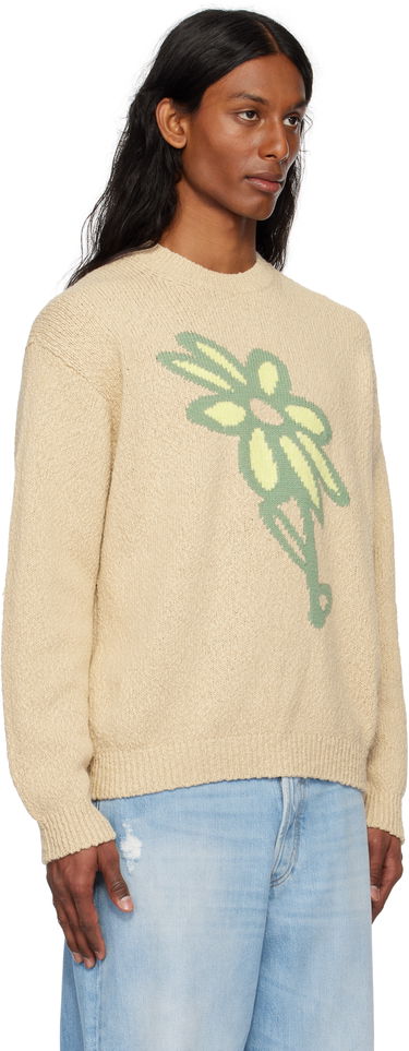 Пуловер MAISON KITSUNÉ Maison Kitsuné Abstract Daisy Intarsia Sweater Бежово | OM00811KT1138, 1