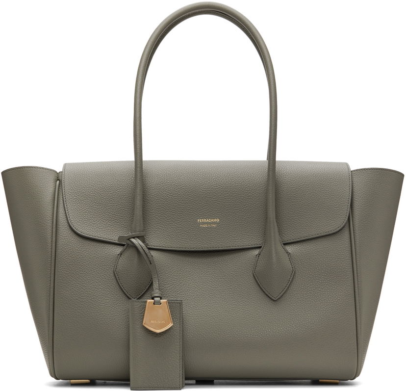 Голяма пазарска чанта FERRAGAMO Leather Top Handle Bag Зелено | 218343 - 774686