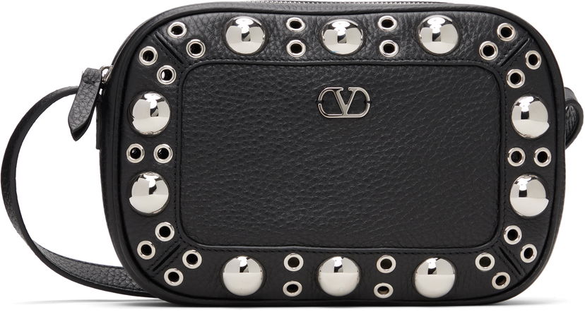 Чанта през рамо Valentino Garavani Nellcôte Studded Shoulder Bag Черно | 7W2B0R74MJL