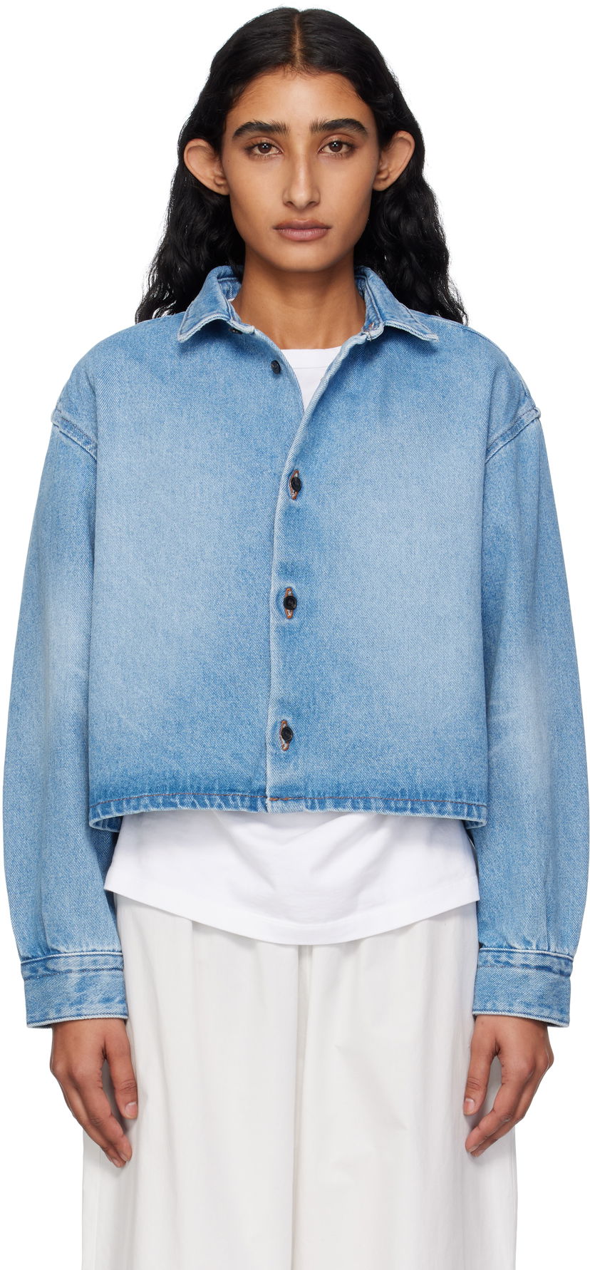 Риза A.P.C. A.P.C. Sam Cropped Denim Shirt Синьо | COHIC-F32022