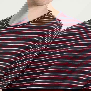 Тениска YMC YMC Triple Stripe T-Shirt, Size Small Бургунди | P6ZAH-90, 5