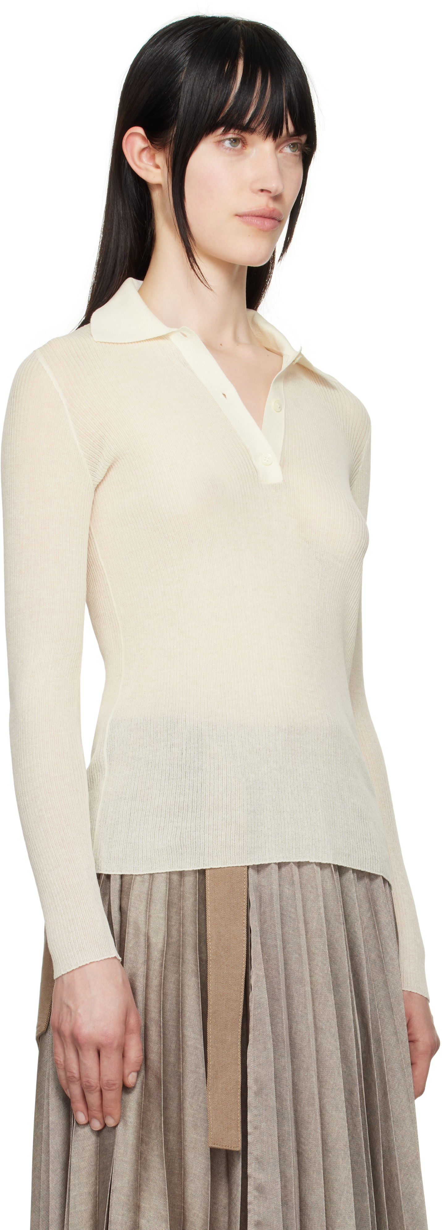 Пуловер Moncler Moncler Long Sleeve Knit Polo Бежово | K10939A00005M1732, 1