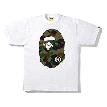 Тениска BAPE Bathing Ape Camouflage Ape Head T-Shirt Бяло | BAPE-SS18-008