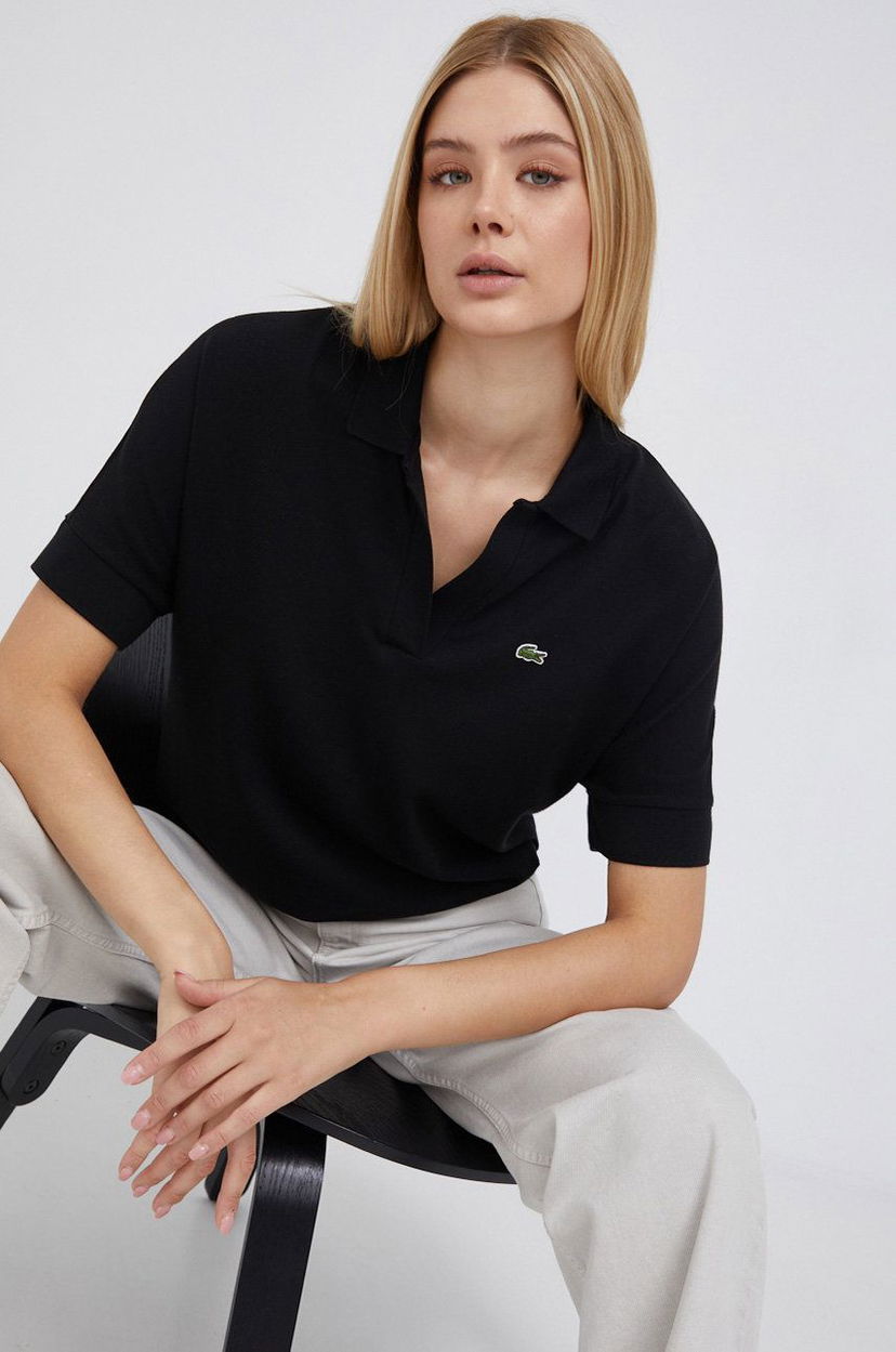 Поло тениска Lacoste Polo Shirt With Collar Черно | PF0504