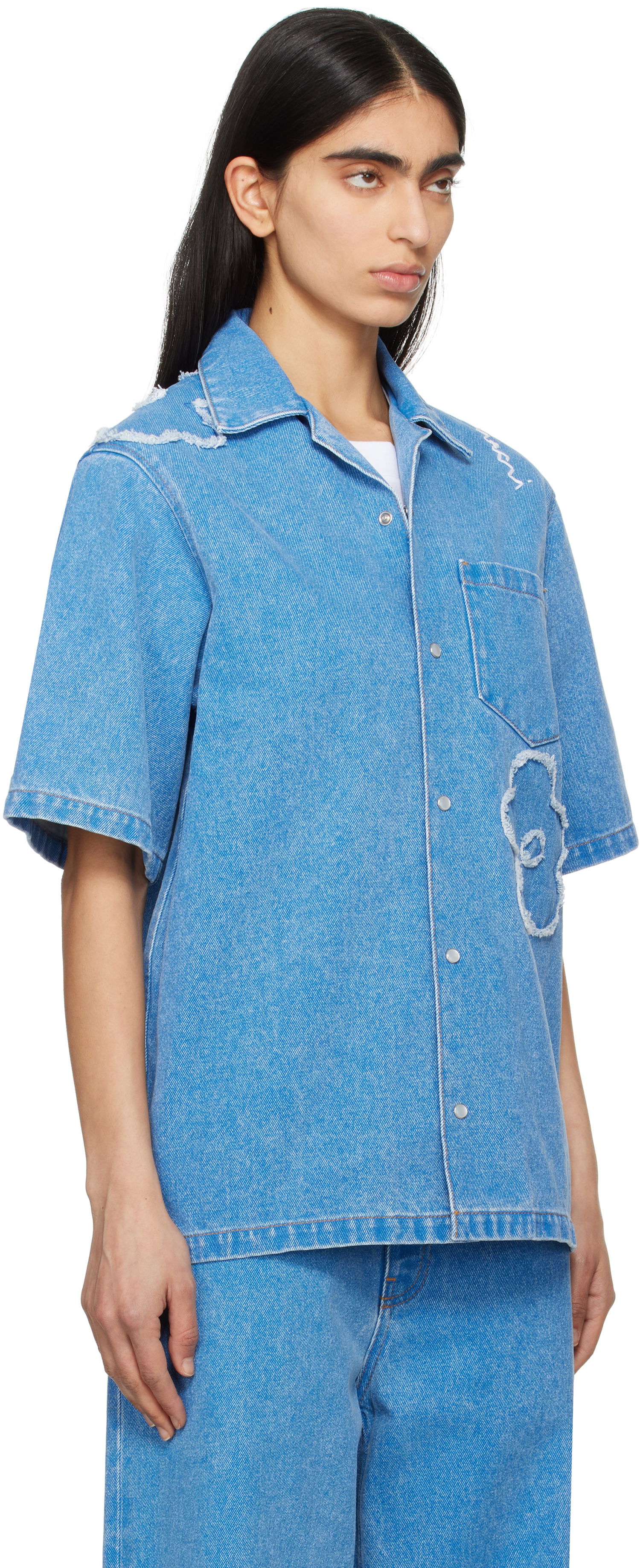 Риза Marni Marni Patched Denim Shirt Синьо | CAJD0614QS USCX34, 1