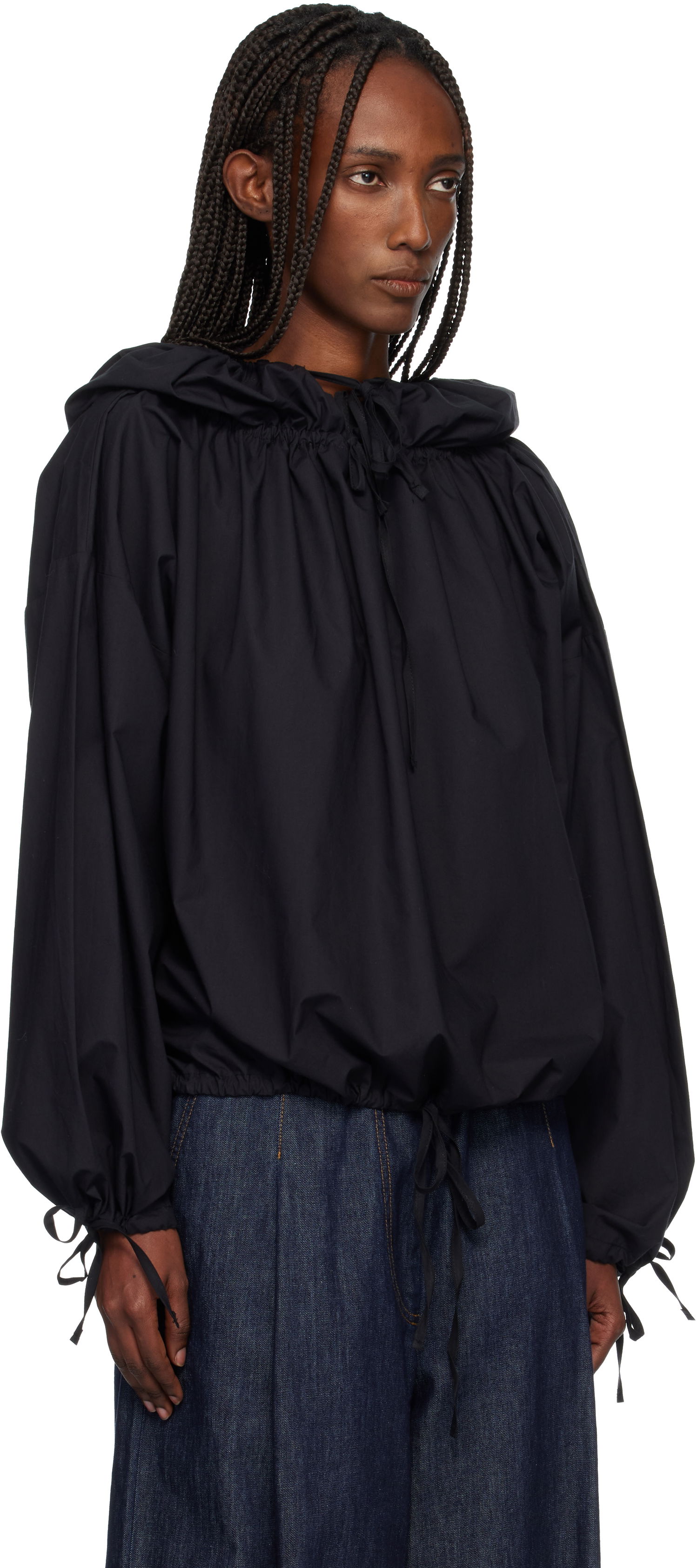 Суитчър Baserange Point Drawstring Hooded Blouse Черно | TSPO-PO-EXWI25, 1