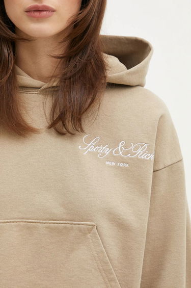 Суитчър Sporty & Rich Sporty & Rich Vendome Script Embroidered Cropped Hoodie Бежово | ST074516232GY15, 3