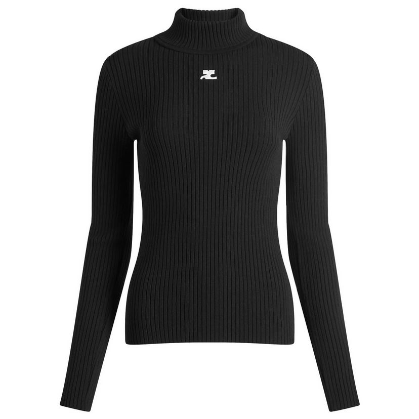 Пуловер Courrèges Black Knit Turtleneck Jumper Черно | PERMPU022FI0001-9999