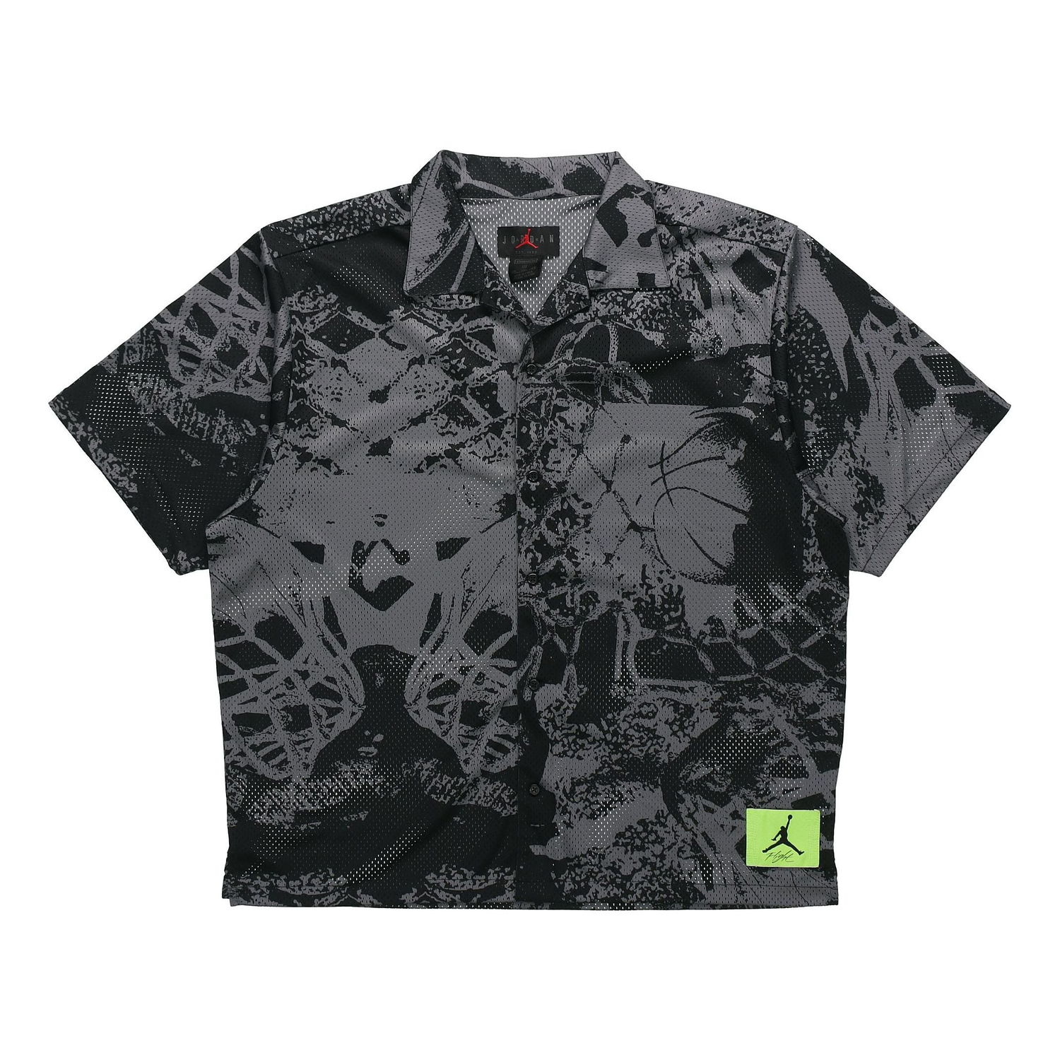 Риза Jordan Jordan Flight Knitted Printed Wide Loose Basketball Short Sleeve Shirt Черно | CZ4736-010, 0