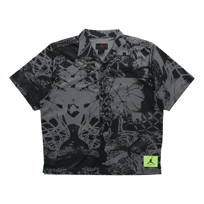 Риза Jordan Jordan Flight Knitted Printed Wide Loose Basketball Short Sleeve Shirt Черно | CZ4736-010