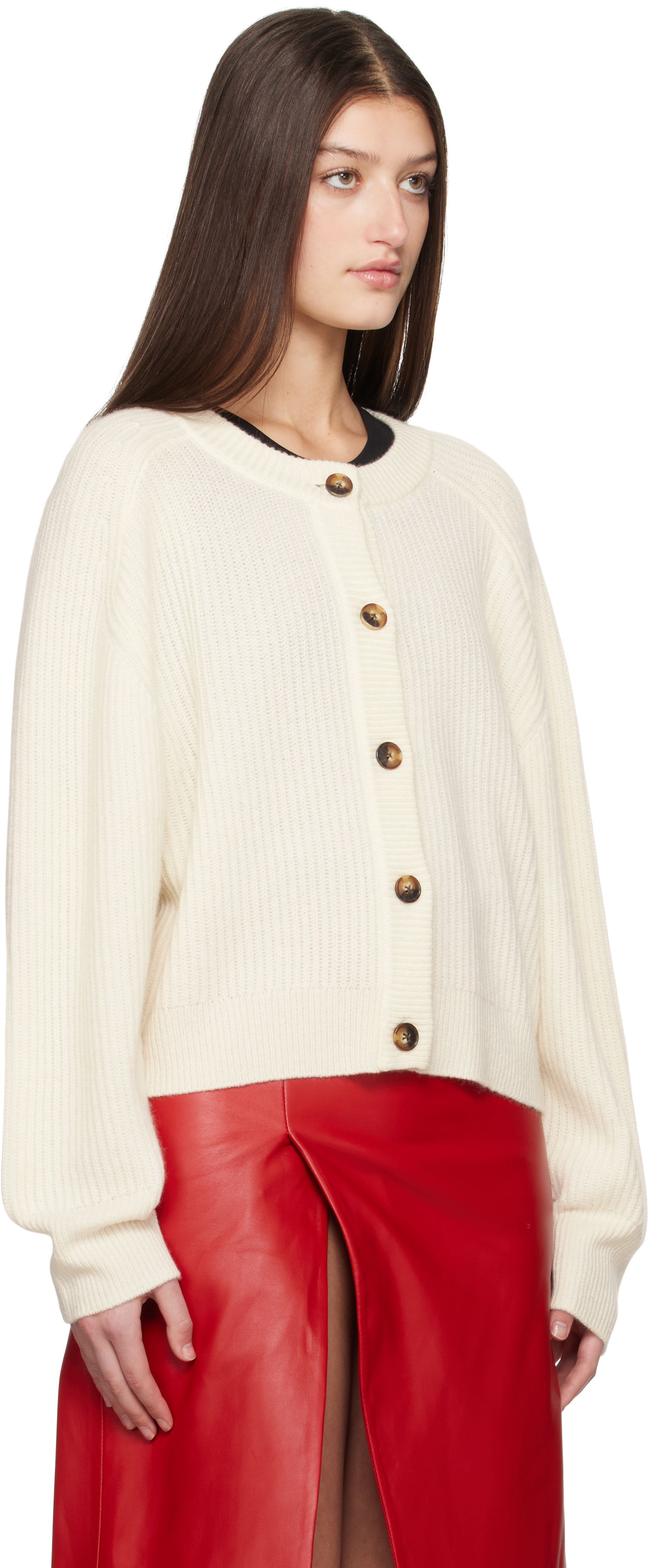 Пуловер Loulou de Saison Loulou de Saison Bastia Knit Cardigan Бяло | BASTIA, 1