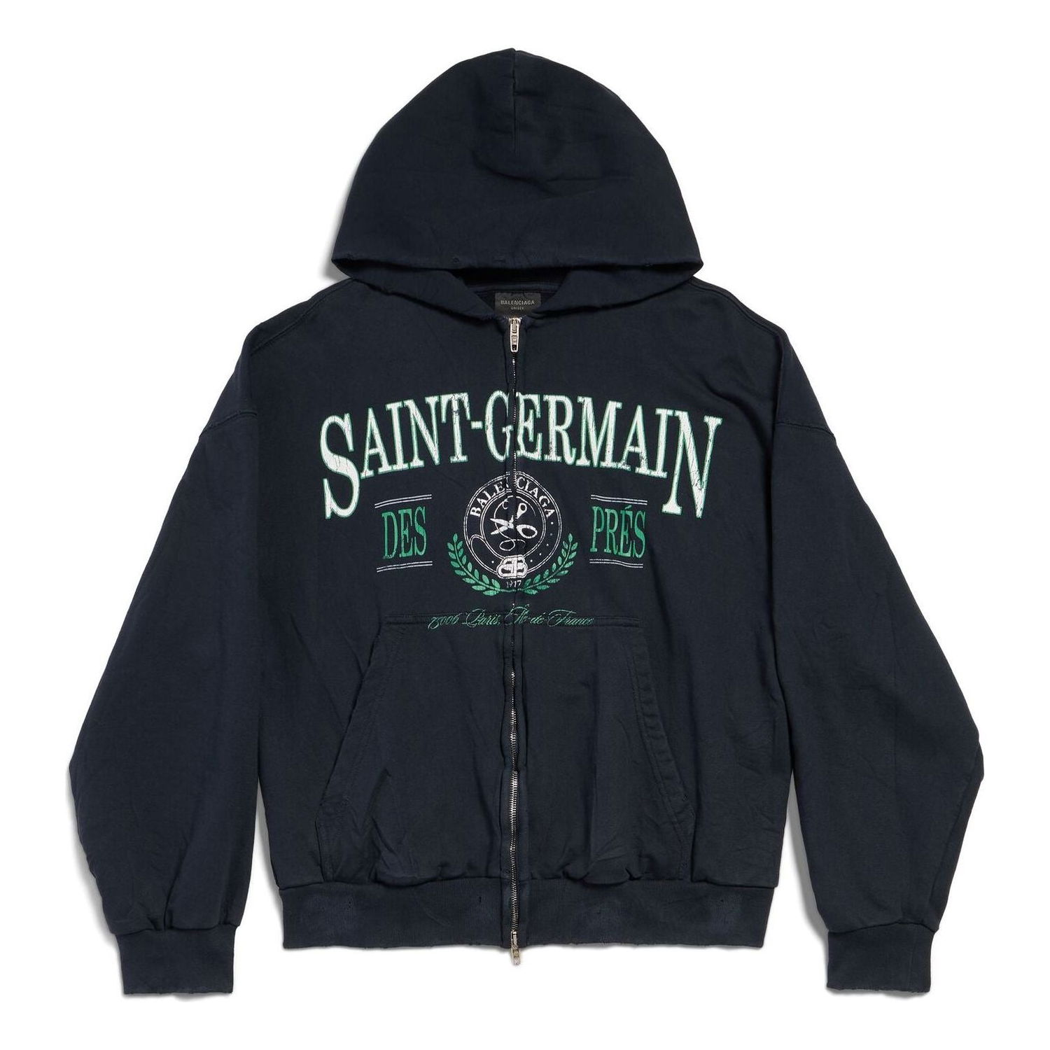 Суитчър Balenciaga Saint Germain Full Zip Hoodie Черно | 803264TRVO98065, 0