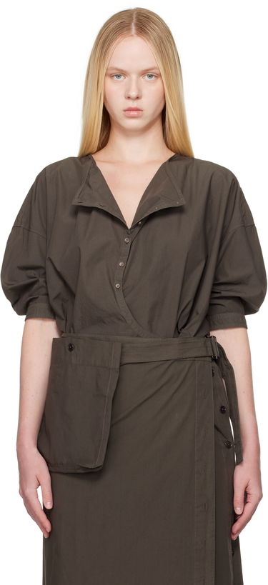 Pокля LEMAIRE Lemaire Short Sleeve Twisted Shirt Dress Зелено | SH1154 LF1356, 0