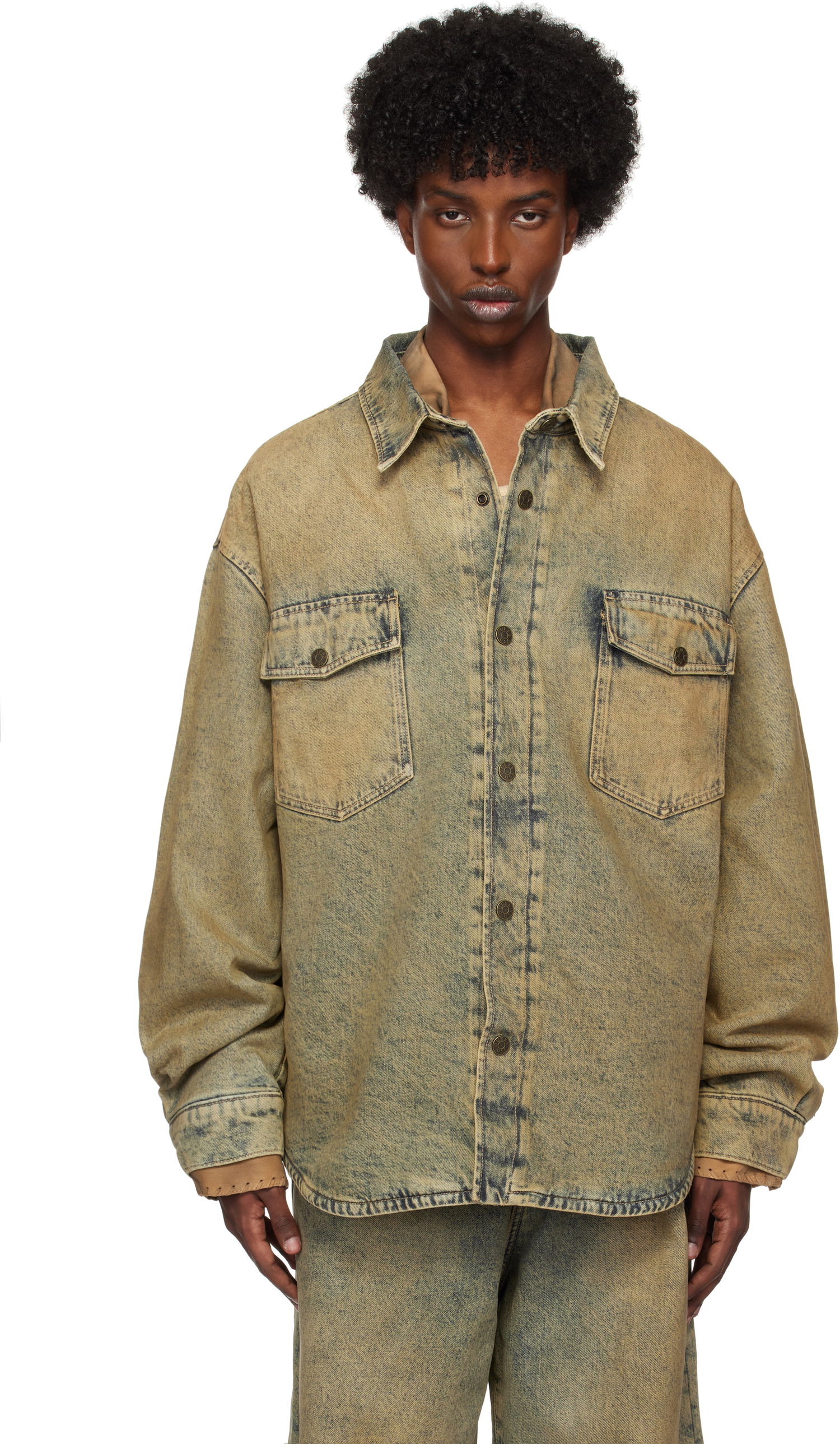 Риза GUESS Denim Shirt Overshirt Зелено | M4BU85D4S18GUS2, 0