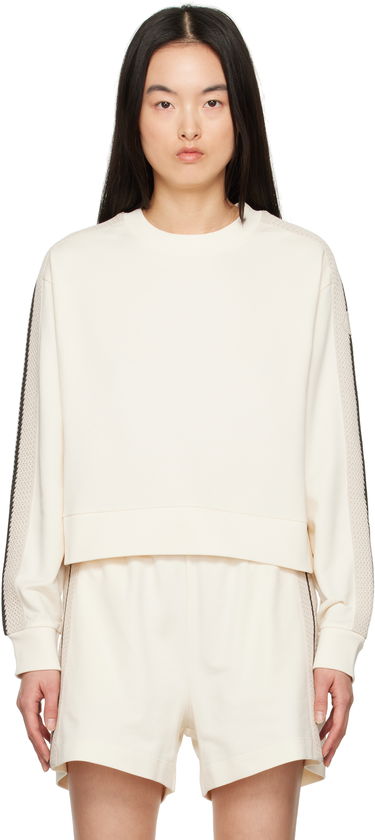 Пуловер Moncler Moncler Cropped Sweatshirt with Striped Trim Бяло | K10938G0003389A1K, 0