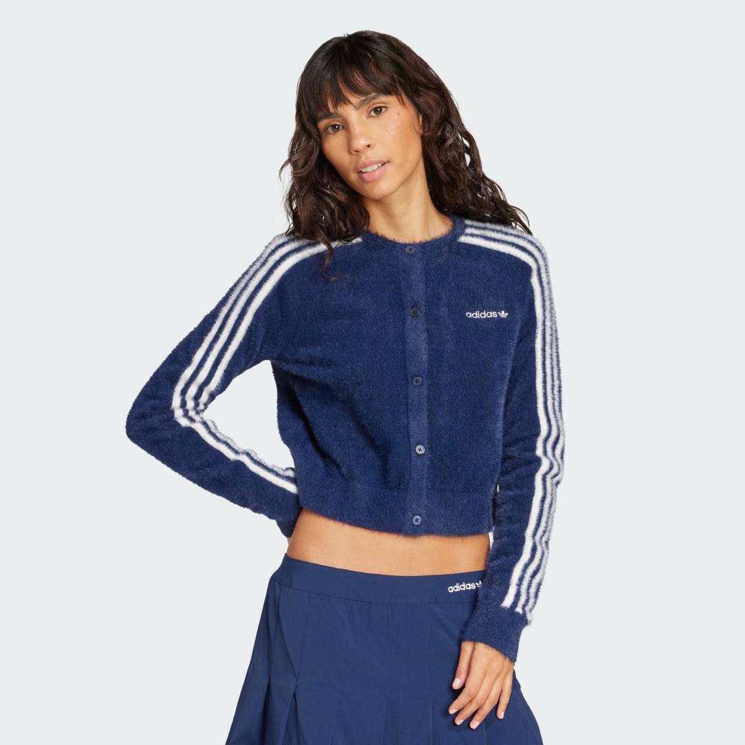 Пуловер adidas Performance Fuzzy Cropped Cardigan Синьо | JW3644, 0