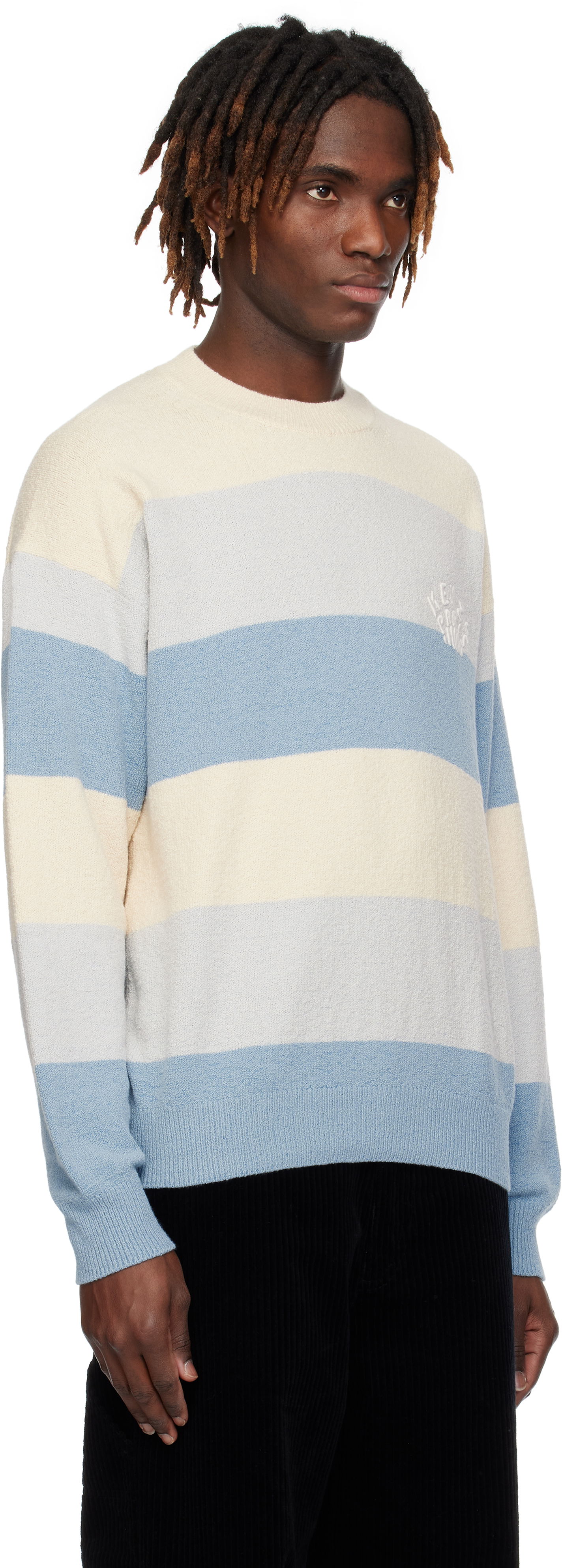 Пуловер KENZO Kenzo Paris Embroidered Striped Sweater Синьо | FF55PU7063CC, 1