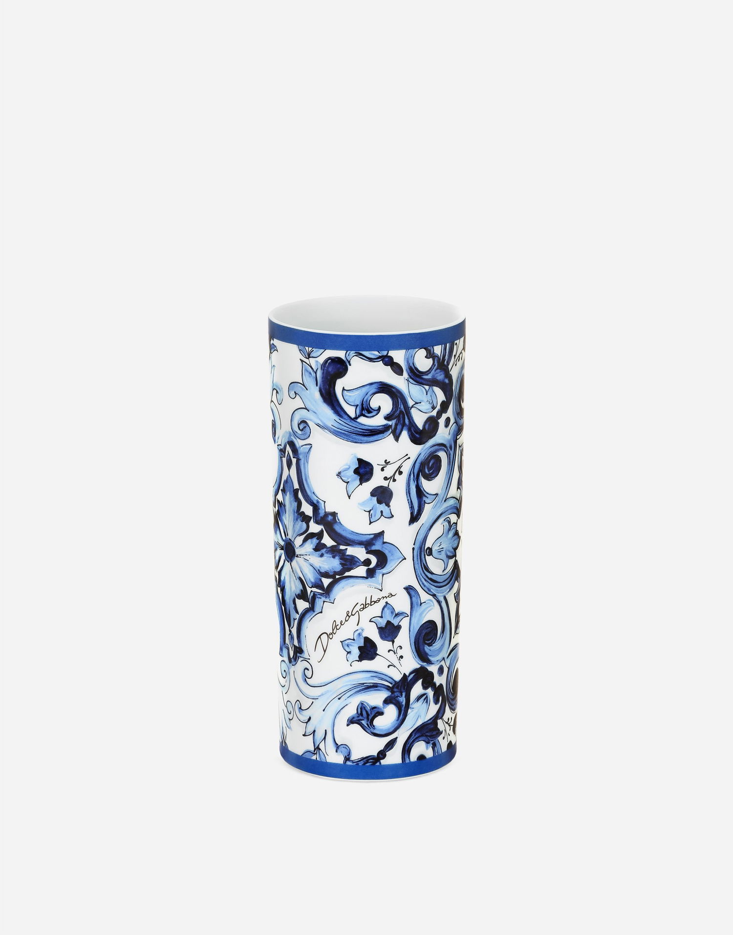 Домашен декор Dolce & Gabbana Dolce & Gabbana Cylindrical Porcelain Majolica-print Vase Многоцветен | TCC196TCAMZUB011, 1