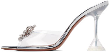 Аксесоари Amina Muaddi Amina Muaddi Rosie Glass Slipper Heeled Sandals Металик | ROSIE GLASS SLIPPER CL PVC, 2