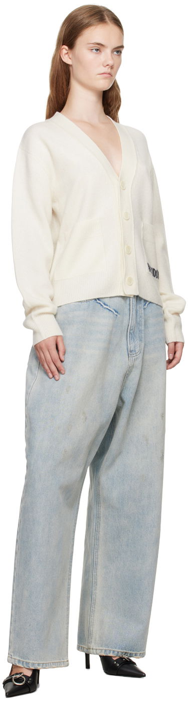 Пуловер We11done Jacquard-Logo  Cardigan Бяло | WD-KC3-23-621-U-IV, 3