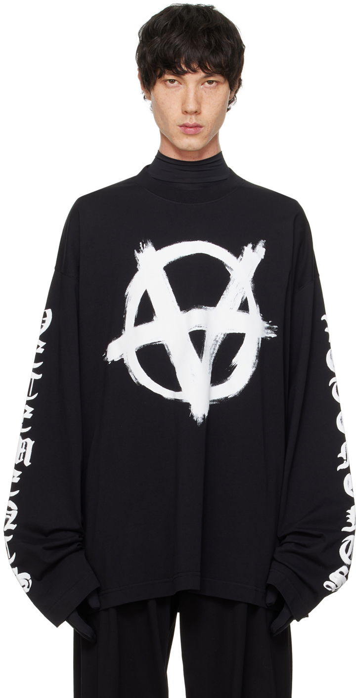 Тениска VETEMENTS Double Anarchy T-Shirt Черно | UE64LS500B