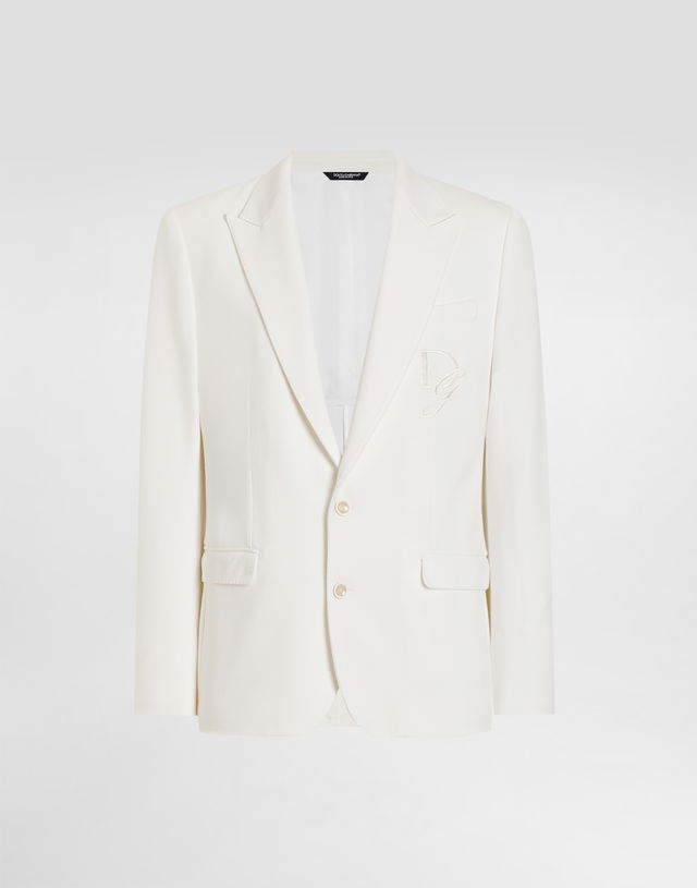 Dolce & Gabbana Single-Breasted Stretch Jersey Jacket with Logo Embroidery