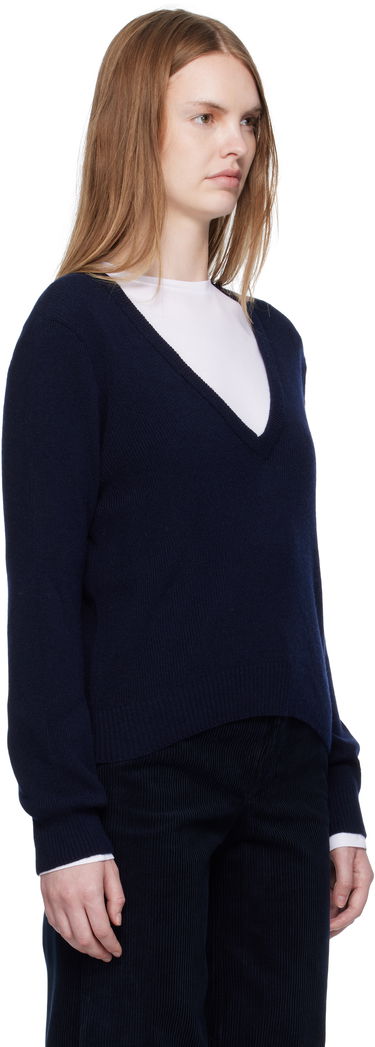 Пуловер A.P.C. A.P.C. Anae V-Neck Sweater Тъмно синьо | WOASA-F23429, 1