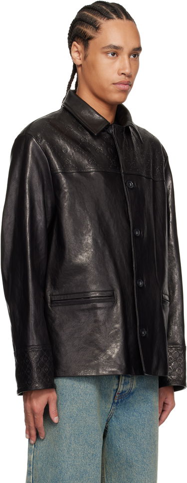 Яке Marine Serre Marine Serre Monogram Embossed Boxy Leather Jacket Черно | MJA065B RLEA0021, 1