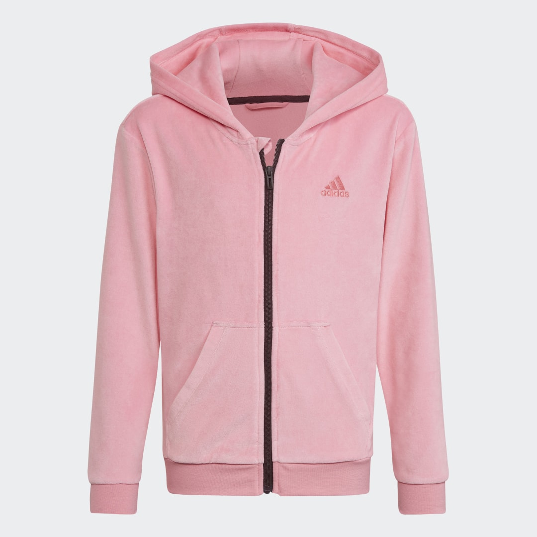 Суитчър adidas Originals Lounge Velour Full-Zip Hoodie Розово | HL2423, 0