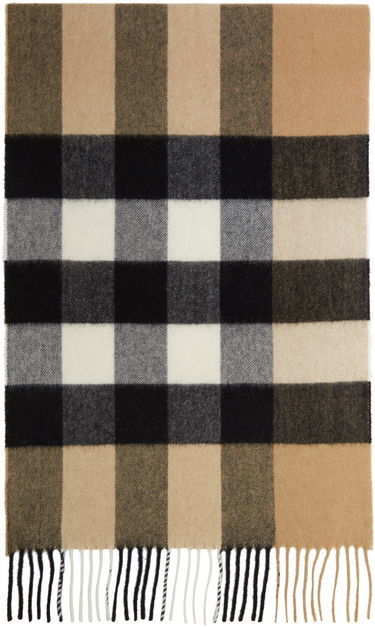 Шал Burberry Cashmere Mega Check Scarf Beige Бежово | 8018175, 0