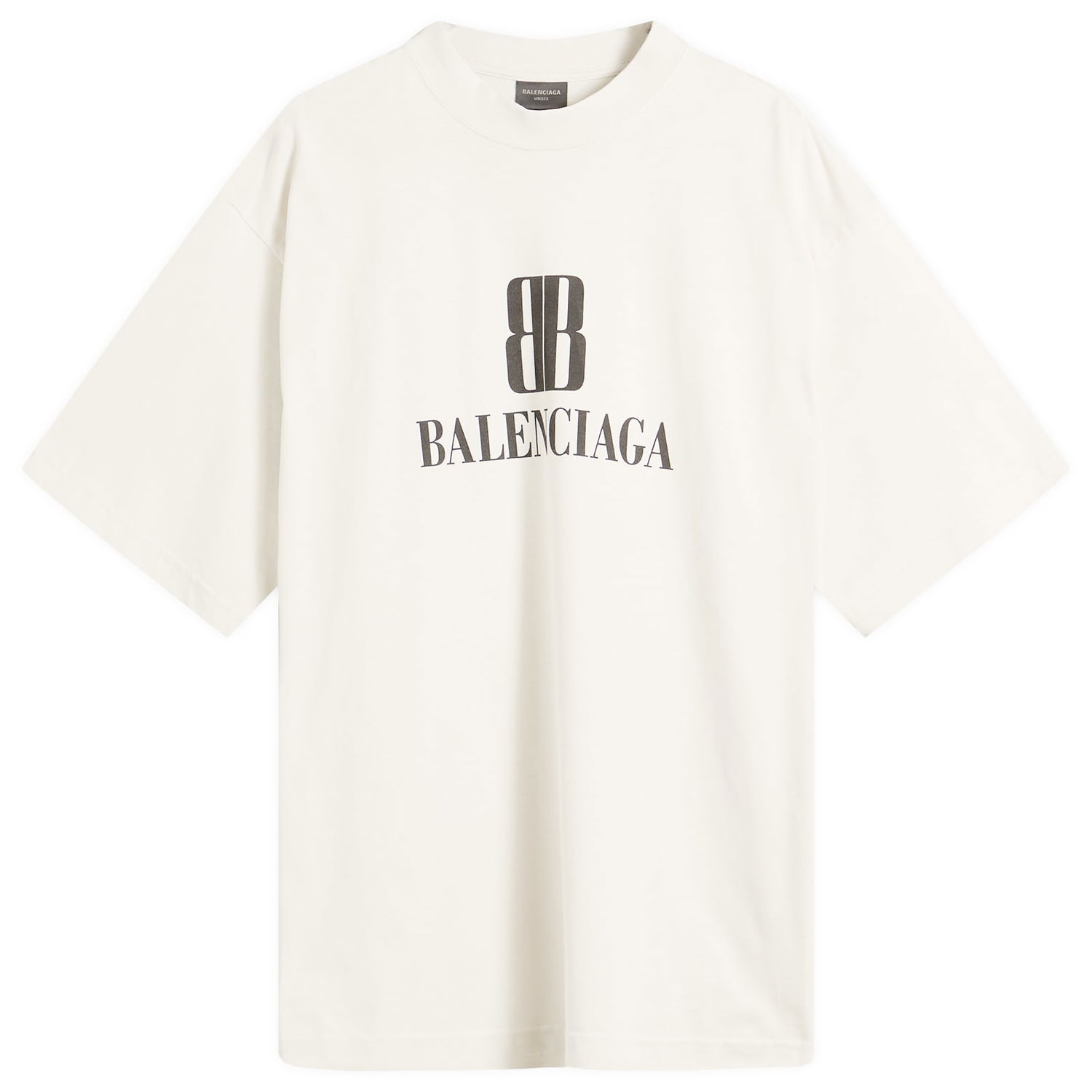 Тениска Balenciaga Men's Nano BB Logo Medium Fit T-Shirt, Size Large Бяло | 764235-TSVO2-9012, 1