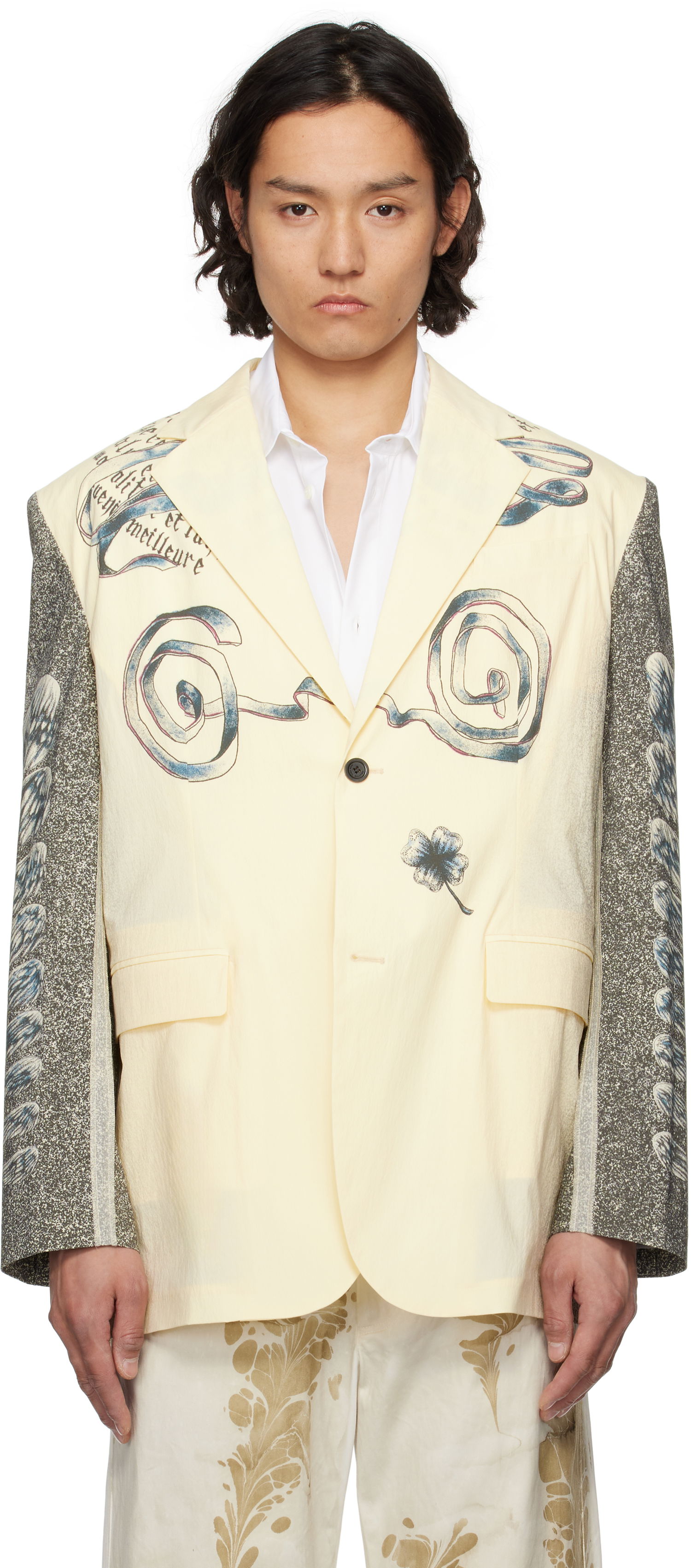 Яке Jean Paul Gaultier Jean Paul Gaultier Multi-Tattoo Print Blazer Жълто | 25/34-U-VE105-C588-030030, 0