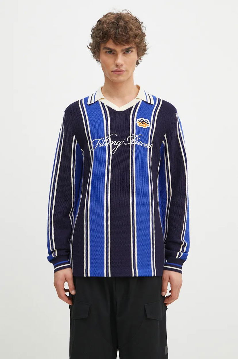 Пуловер Filling Pieces Knit Football Jersey Sweater Синьо | 91099041925