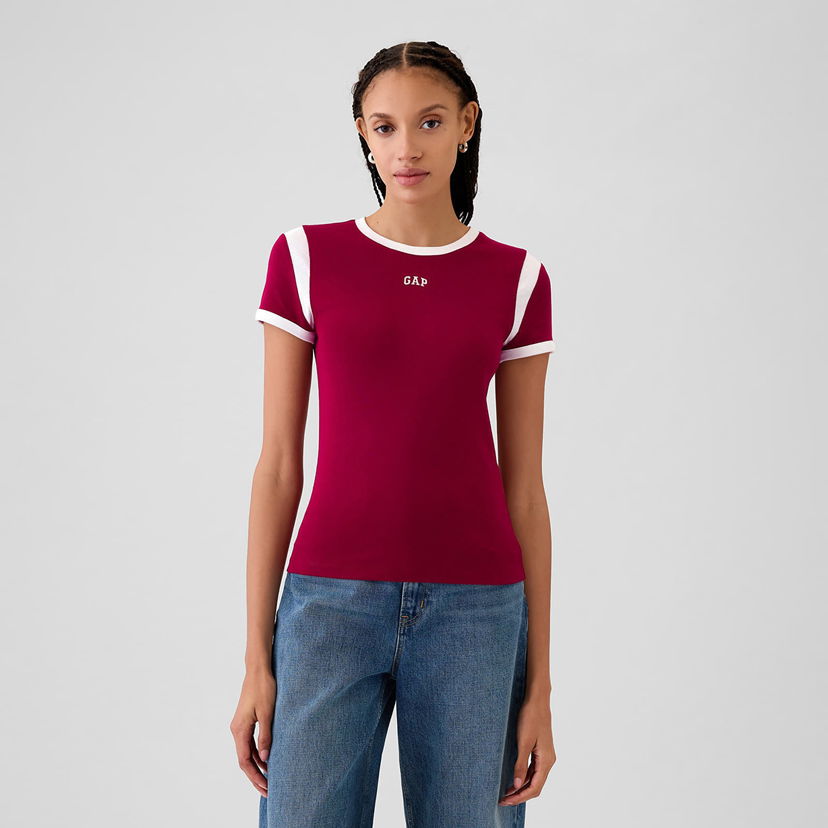 Тениска GAP T-shirt Shortsleeve Logo Tee Beet Red XS Червено | 534391-02