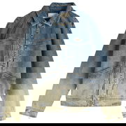 Dime Dipped Sandblasted Denim Jacket, Size Large