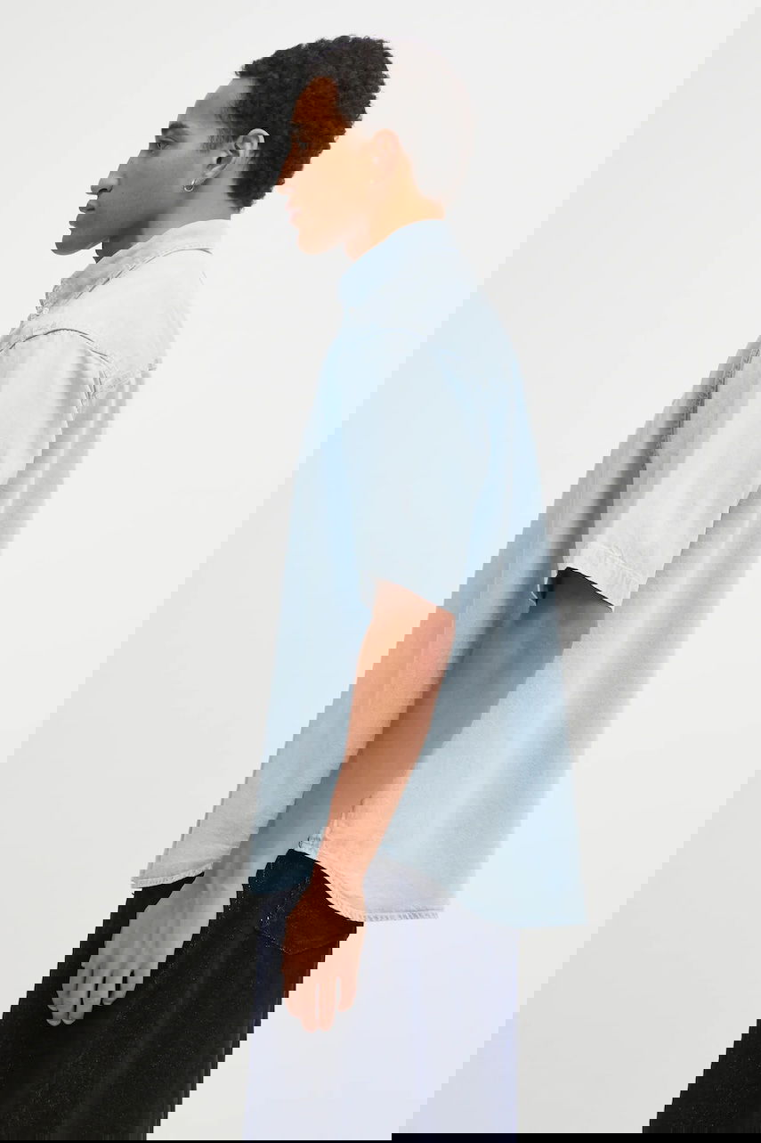 Риза AAPE by A Bathing Ape AAPE Now Relaxed Short-Sleeve Button-Down Denim Shirt Синьо | AAPSRM8515XXO, 1